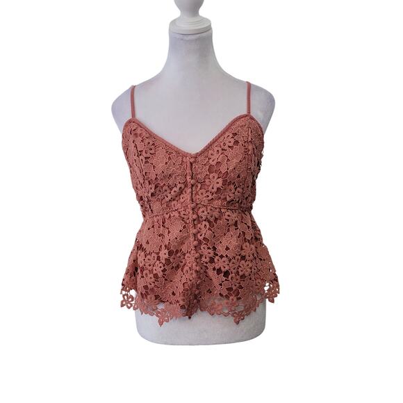 Abercrombie & Fitch Tops - Abercrombie & Fitch Size L Lace Overlay Babydoll Floral Crop Top